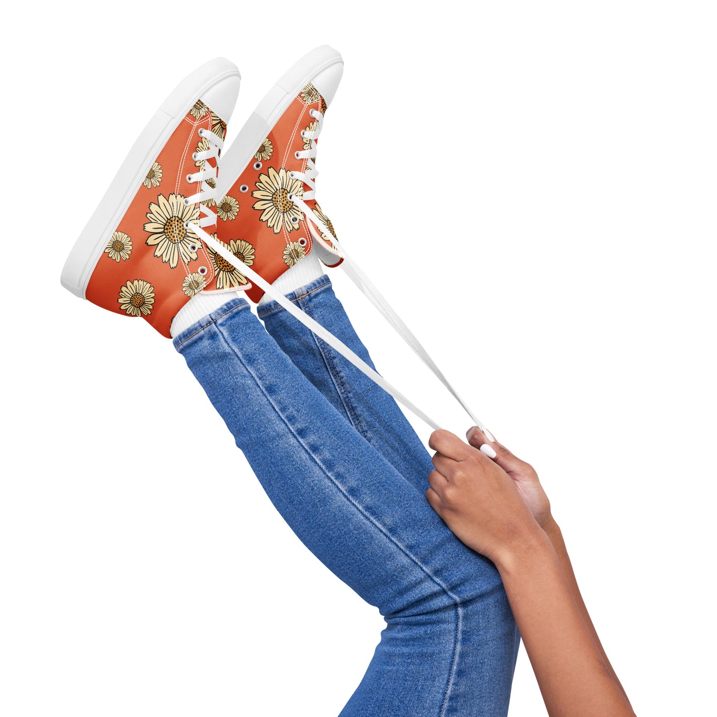 ORANGE FLOWER HIGHTOP SNEAKERS