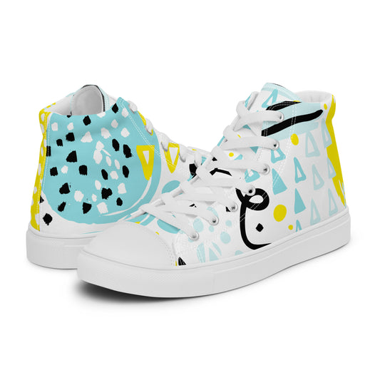 YELLOW AND BLUE WOMAN'S HIGHTOP SNEAKERS