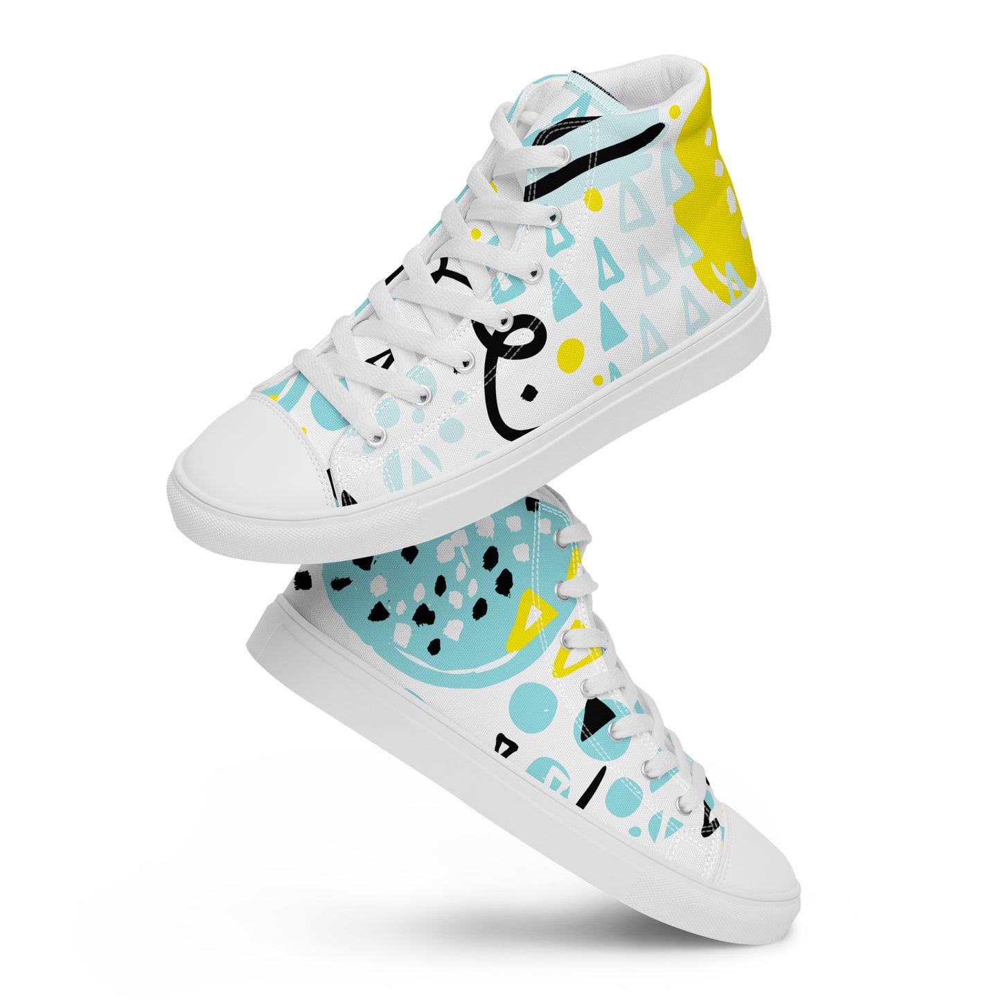 YELLOW AND BLUE WOMAN'S HIGHTOP SNEAKERS